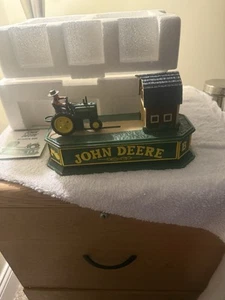 Vintage John Deere Tractor Mechanical Coin Bank Cast Iron Franklin Mint works - Picture 1 of 3
