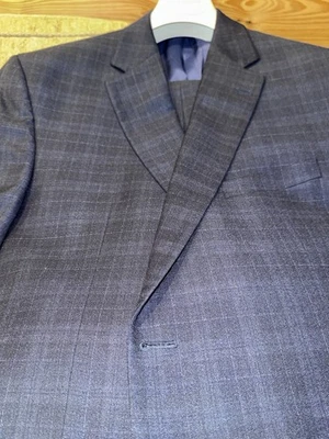 Jack Victor 2pc suit premium 2 button 44/46 Blue plaid wool and silk interior. - image 1 of 4