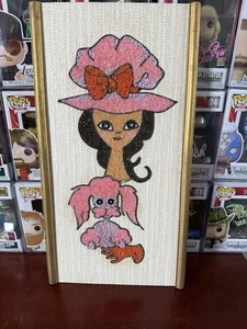 Vintage 60’s Gravel Art Panel - Girl With Poodle Dog  - Picture 1 of 6