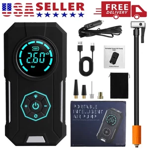 150 PSI Air Compressor Tire Inflator Fits Car Moto Bike Tires Air Pump Cordless - Picture 1 of 11