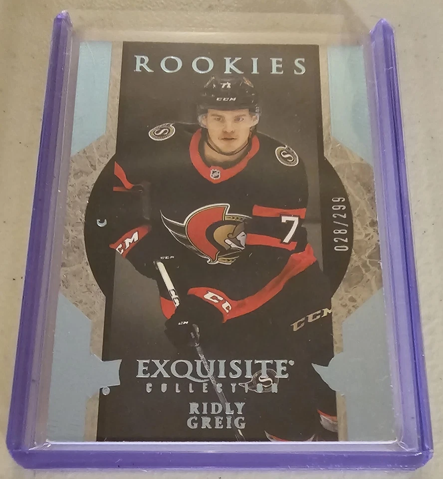 2023-24 Exquisite Collection Rookies Platinum Blue #R11 Ridly Greig   028/299 - Image 1 of 2