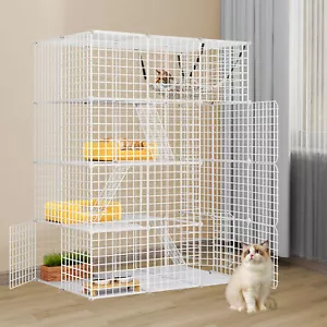 Large Cat Cage Indoor Enclosure Metal Wire 4-Tier Kennels DIY Cat Playpen Catio - Picture 1 of 5