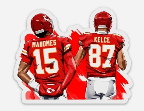 KC Pat Mahomes Travis Kelce MAGNET - Vinyl Kansas City Chiefs football Magnet Cover
