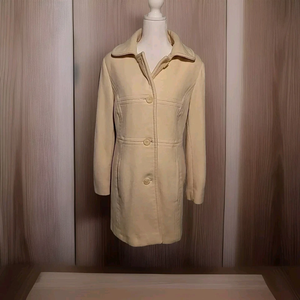 Chaquetón Anne Klein grande marfil mezcla de lana de un solo pecho  Foto 1 de 4