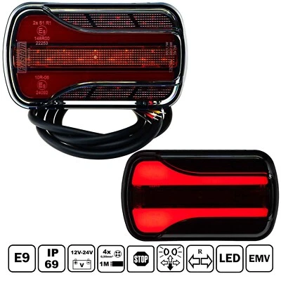 LED-Rücklicht 3-Funktionen: Bremslicht, Blinker, Positionslicht 12/24V, IP69, E9 - Bild 1 von 4
