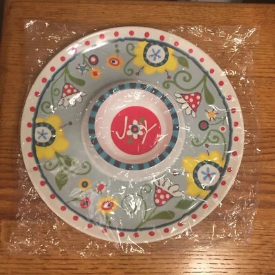 Joy Floral Melamina Chip 'N Dip 14" Pieza de Servicio de Fiesta Diseño Alford Glory Haus Foto 1 de 4