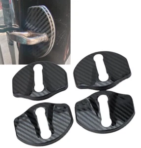 4pcs Carbon Fiber Print Stainless Door Latch Striker Cover Fits 20-25 Model Y - Foto 1 di 4