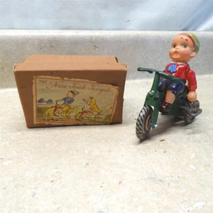 Vintage Japan Tin+ Plastic, The "New Trick Tricycle" Wind-Up Toy + Box - Picture 1 of 10