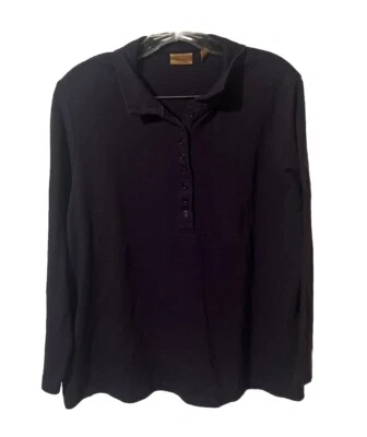 NorthCrest 1X 16-18 purple button Henley Knit L/S Shirt top basic layer 680 - Image 1 of 4