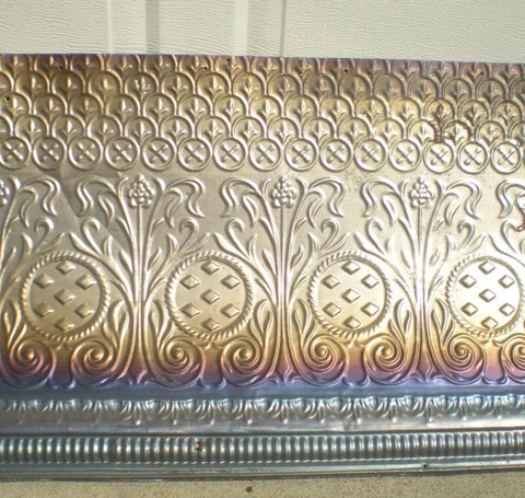 Iridescent Antique Victorian Ceiling Tin Tile Gothic Nouveau Pie Cupboard Chic Cover