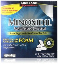 6 MONTHS KIRKLAND FOAM MINOXIDIL 5% MENS HAIR LOSS REGROWTH GENERIC TREATMENT