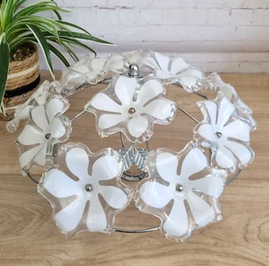 Lampada da soffitto acrilico bouquet floreale retrò luce decorativa fiori paralume bianco - Foto 1 di 18