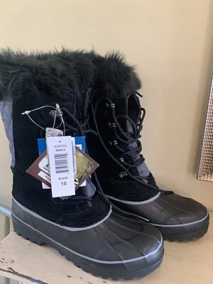 Nuevas botas de nieve de invierno Khombu para mujer talla 10 cuero negro con piel sintética Foto 1 de 4