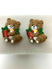 Christmas Bear Pins Brooch Pin Set of 2 Russ 1.5"