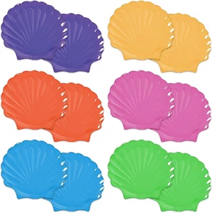 Set piatti a forma di conchiglia riutilizzabili in plastica per bambini sirena - set multicolore arcobaleno o - Foto 1 di 3