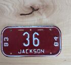 Vintage Jackson, Wisconsin Bike license plate tag Bicycle WI Schwinn Low #