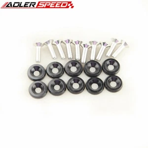 ADLERSPEED 10PCS Billet Fender/ Bumper Washer/Bolt Engine Bay Dress Up Kit Black - Picture 1 of 1