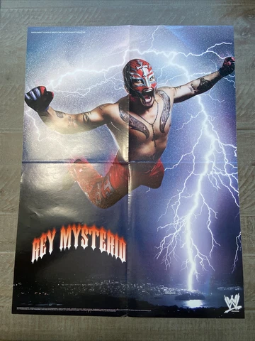 Rey Mysterio Flying with Lighting in Sky WWF WWE Wrestling Poster 21" by 16" Cover