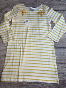 Hanna Andersson 110 Size 5 Yellow Striped Long Sleeve Dress NEW