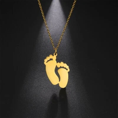 Collana con ciondolo piede bambino per donna bambini collane impronta acciaio inox - Immagine 1 di 4