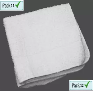 12 nuovi STROFINACCI DA BAGNO BIANCHI 12X12 1 libbra 100% cotone orlato, grado economico, V2110 - Foto 1 di 2