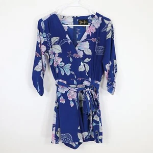 Yumi Kim Silk Romper Liz Womens XS Floral White Pink Purple Belted Faux Wrap - Picture 1 of 10
