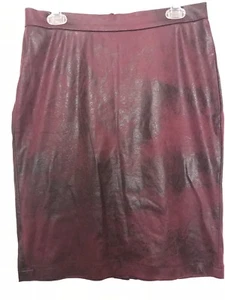 Grace Elements Womens Skirt Size 8 Maroon Leather Look Back Zipper - Picture 1 of 11