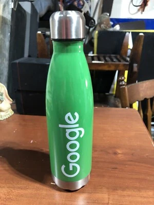 Google Metal Water Bottle 17 fl oz Green Advertising Promo Company Travel Work - Image 1 of 4