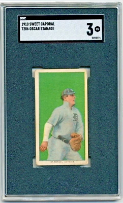 1910 SWEET CAPORAL T206 DETROIT TIGERS OSCAR STANAGE SGC 3 VG SWEET CAPORAL 350 - Image 1 of 2