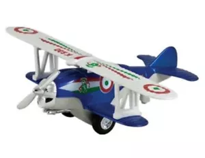 Pullback Daron Toy Blue Aircraft Biplane Diecast P/B Plane w/ Spinning Propeller - Picture 1 of 3