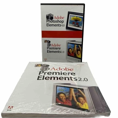 Photoshop Elements 4.0 And Adobe Premier Elements 2.0 W/ Sealed Premiere Manual - Image 1 of 4