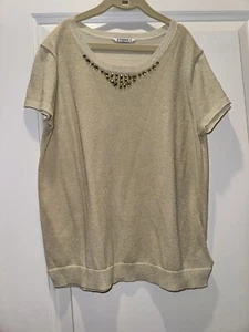 Mayoral Gold Metallic Girl Short Sleeve Shirt Cami Sweater Rhinestone 18 167cm - Picture 1 of 5