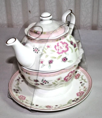 Bule de chá Grace Teaware rosa floral porcelana para um novo - Imagem 1 de 3