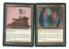 2x MTG Rare Artifacts Cursed Totem (Mirage) Bubble Matrix Weatherlight