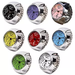 Ring Watch Analog Quartz Watch Dial Elastic Band Creative Finger Watch Men Women - Picture 1 of 20