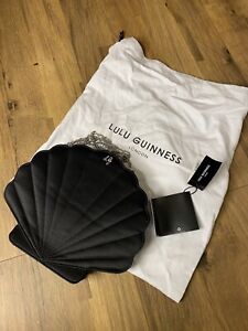Lulu Guinness Shell Black Clutch Bag New The World Is Your Oyster With Dust Bag