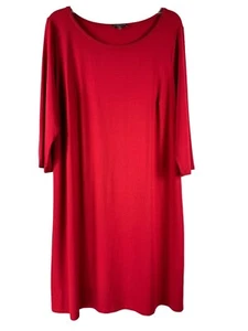 Eileen Fisher Women’s Dress 1X-2X Red Viscose Stretchy Minimalist Valentine’s - Picture 1 of 7