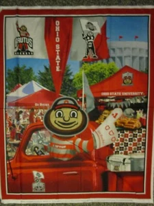 OHIO STATE BRUTUS TAILGATE OSU COLLGE CHEER COTTON FABRIC PANEL - Picture 1 of 4