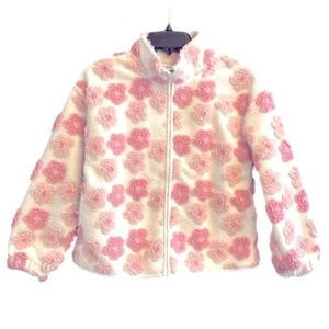 Lucky Brand Girls Raised Flower Design Full Zip Jacket Small - Picture 1 of 4