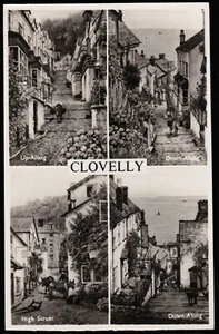 Clovelly Devon Multi View J. Salmon RP Postcard - Picture 1 of 2