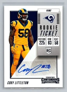 Cory Littleton 2018 Panini Contenders AUTO #311 Football NFL Card RC Rookie Rams - Picture 1 of 2