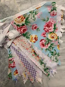 Handmade fabric bunting.VINTAGE FLORALS.RETRO FLORALS.WEDDINGS. - Picture 1 of 5