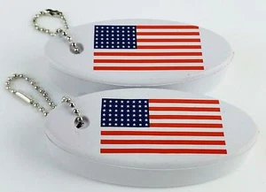2-Pack American Flag Boat Keychain Floating Key Chain USA - Picture 1 of 3