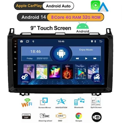 für Mercedes Benz Viano Vito 9" Autoradio CarPlay GPS Navigator +BT 8 Core 4+32G - Bild 1 von 4