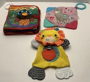 Plush Baby Toys Mixed Lot Of 3 Peekaboo Book, Lion & Llama Teethers Sensory Toys - Picture 1 of 16