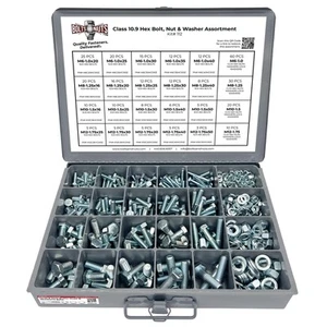 Metric Class 10.9 Hex Cap Screws Bolts, Nuts, & Washers Assortment Kit - 575 ... - Picture 1 of 5