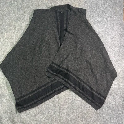 Suéter feminino Banana Republic pequeno cinza preto lã alpaca aberto sem mangas - Imagem 1 de 4