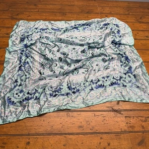 Sciarpa seta cravatte A&D paisley stampa floreale blu acqua viola Made in Italy - Foto 1 di 6