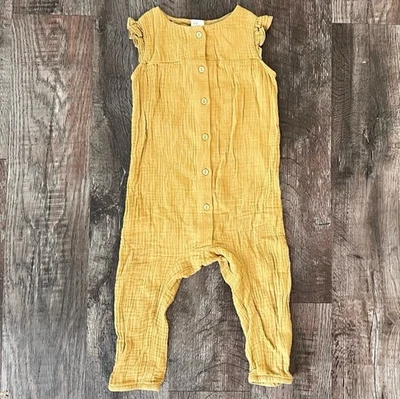 Mameluco de gasa de muselina de algodón para bebé niña H&M 12-18M mostaza Foto 1 de 4