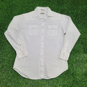 Vintage 80s Sear Western Hippie Shirt Large 16.5 22x32 White - Picture 1 of 13